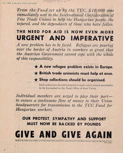 Hungary - TUC leaflet, 1956 (reverse)