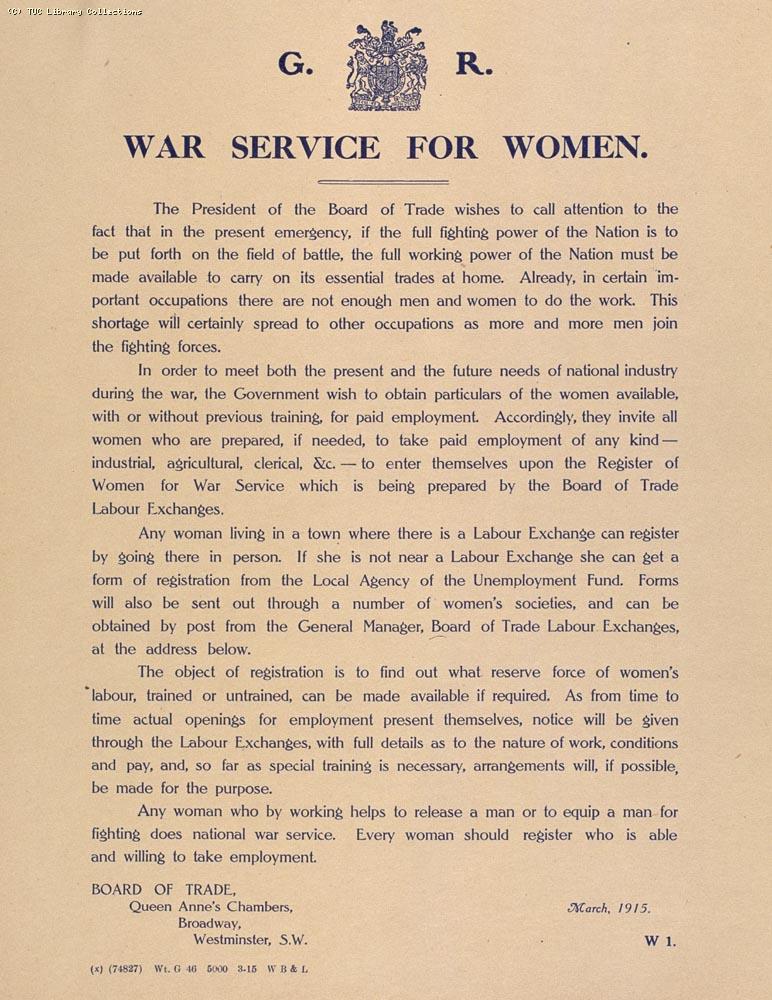 War Service for Women, 1915