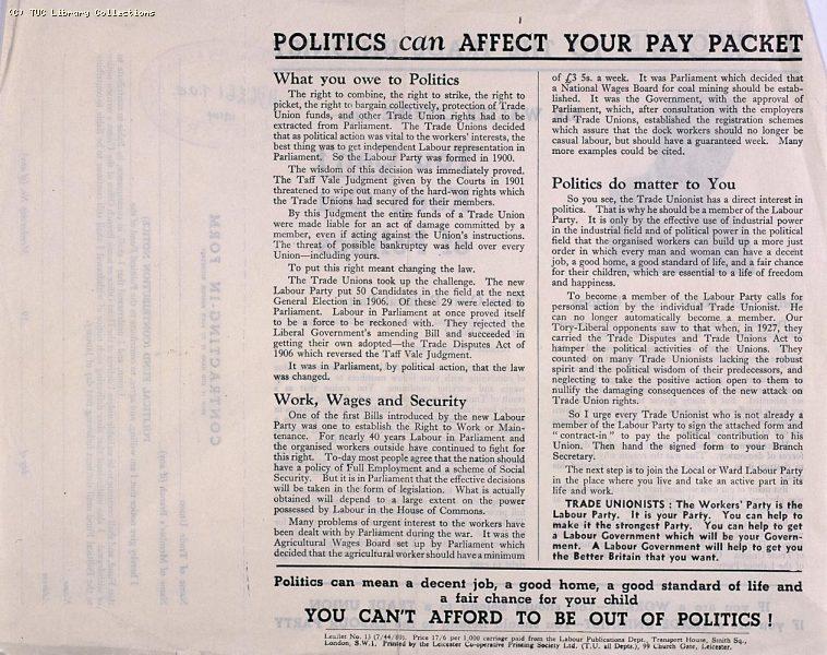 Labour Party membership - TUC leaflet, 1944 (page 2)