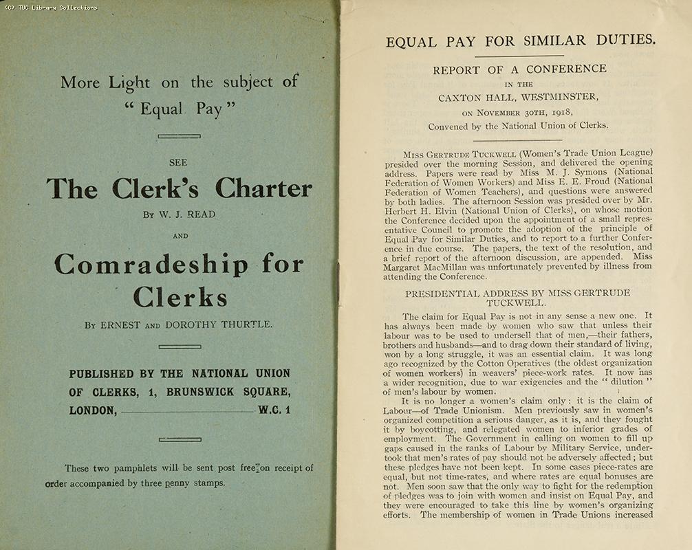 Equal Pay for Similar Duties Conference 1918