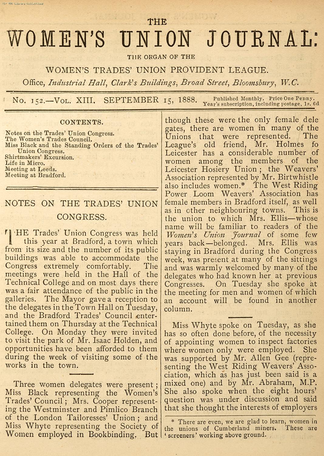 TUC Equal Pay Resolution, 1888