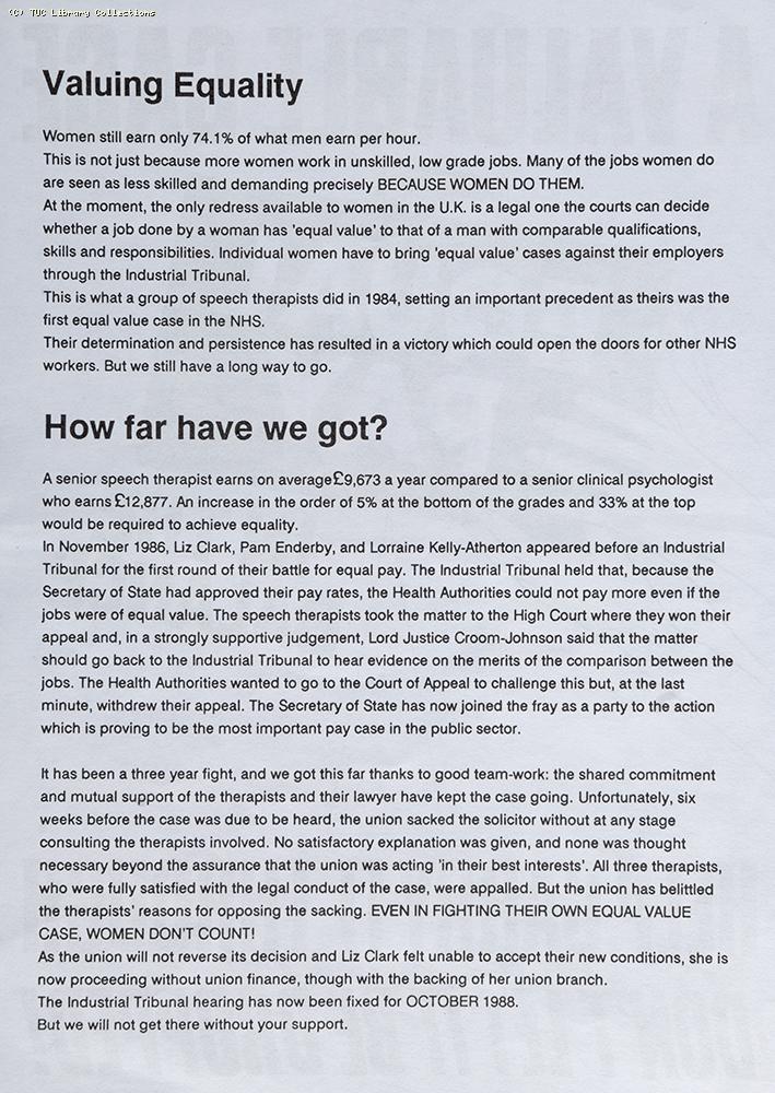 'A valuable case : equal pay in the balance', 1988