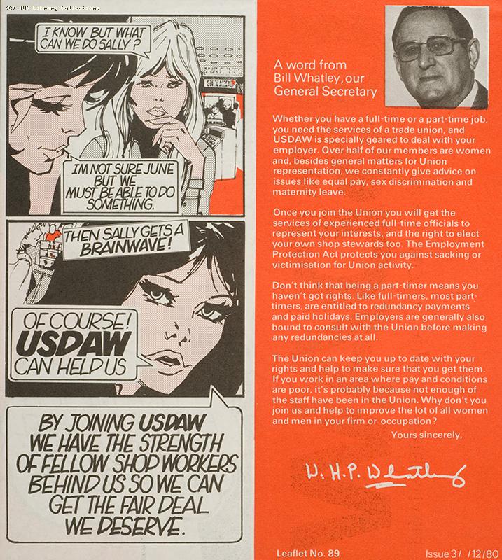 'I like my job but I don't feel we are getting a fair deal' - USDAW leaflet, 1980