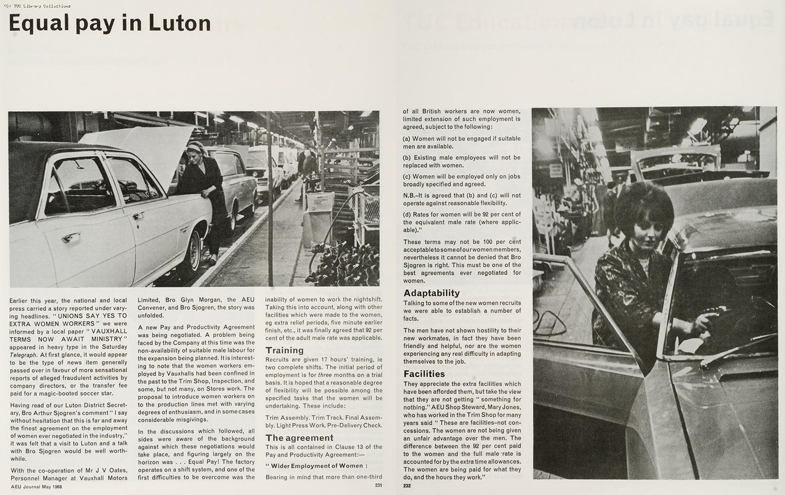 Equal pay in Luton, 1968