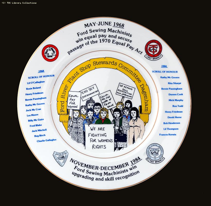 Ford sewing machinists' strikes - commemorative plate, c. 1984