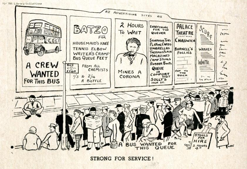 Bus services - cartoon, 1959
