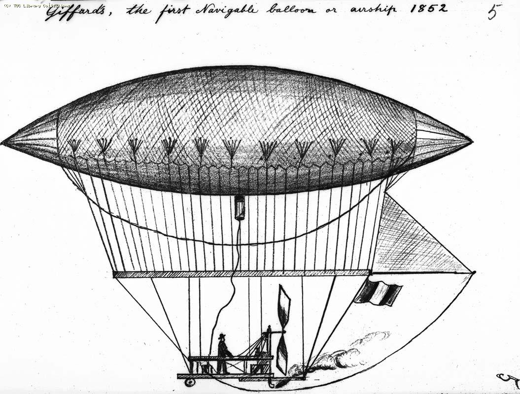 Giffard's, the first navigable balloon or airship, 1852