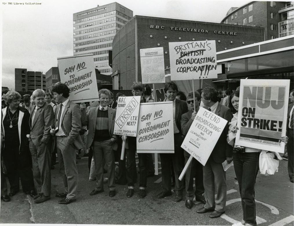 Journalists' strike at BBC Television Centre, London 1985