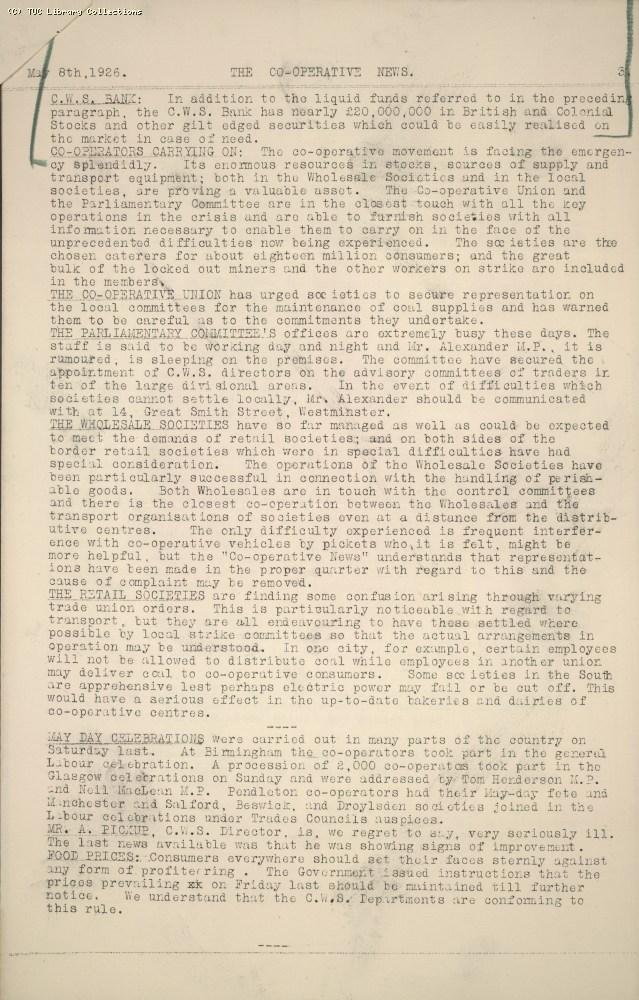 The Co-operative News, 8 May 1926