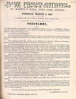 Programme for the Trades' Delegate Conference held at St. Martin's Hall, London on 5 March 1867