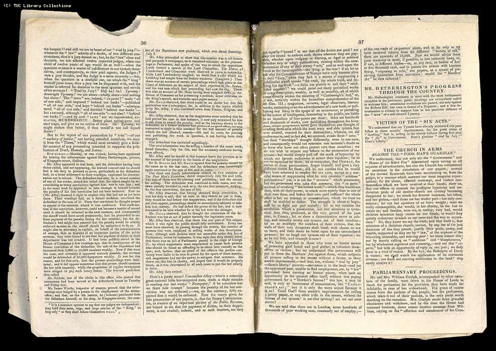 'The Poor Man's Guardian', No. 5, 6 August, 1831