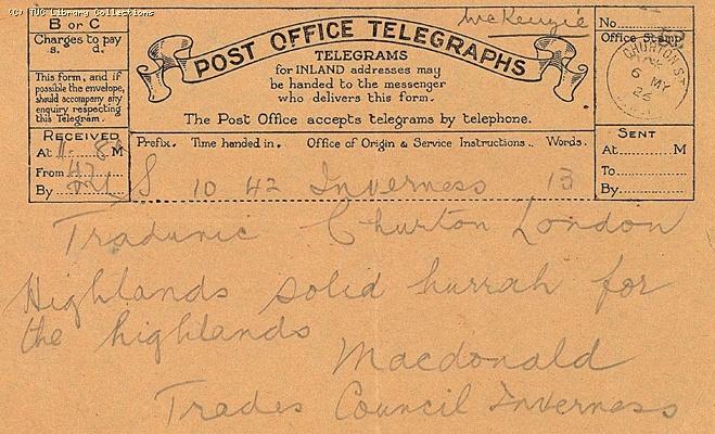 Telegram - Hurrah for the Highlands