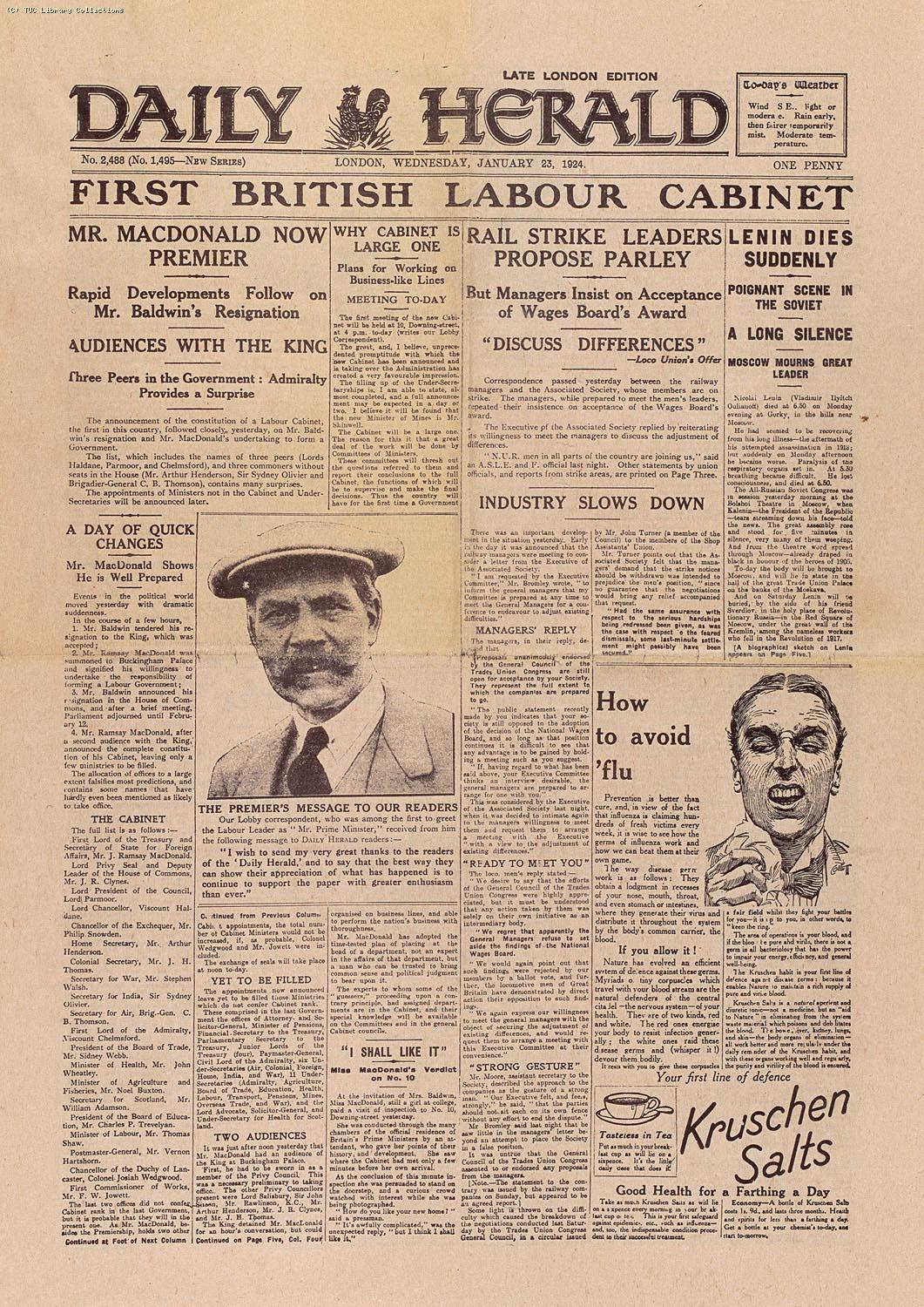 Daily Herald, 24 January 1924