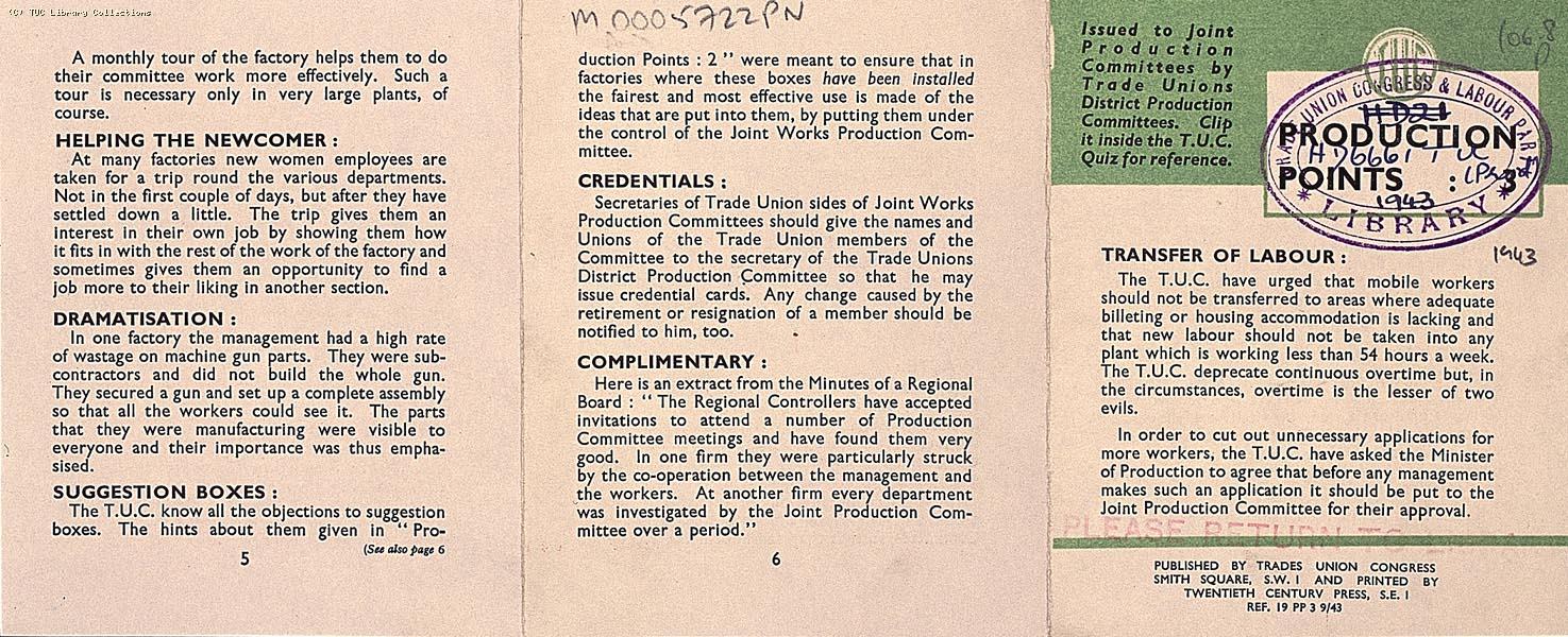 Production Points - TUC, 1943 (page 1)