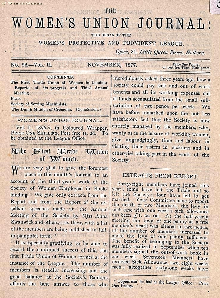 The Women's Union Journal, November 1877