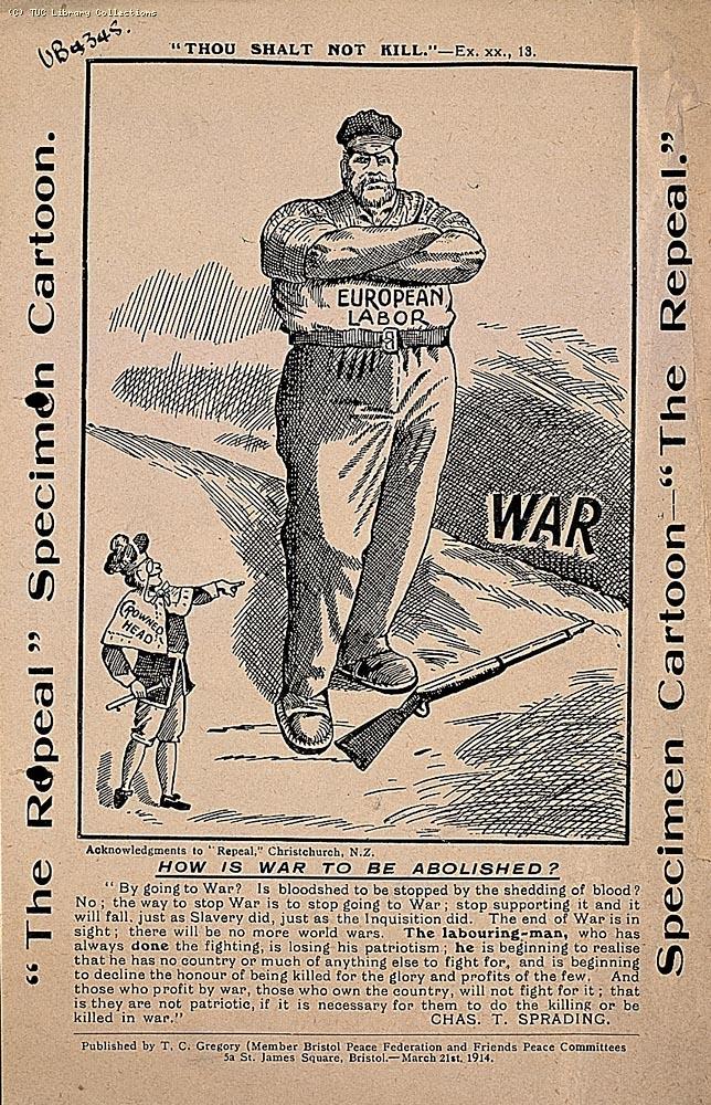 Anti-war cartoon from New Zealand, 1914