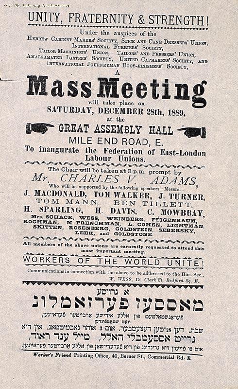 Federation of East London Labour Unions, 1889