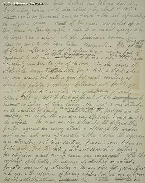 Handwritten account about taxi drivers