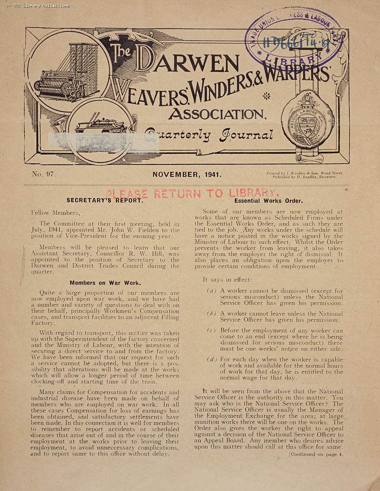 Darwen Weavers, Winders and Warpers