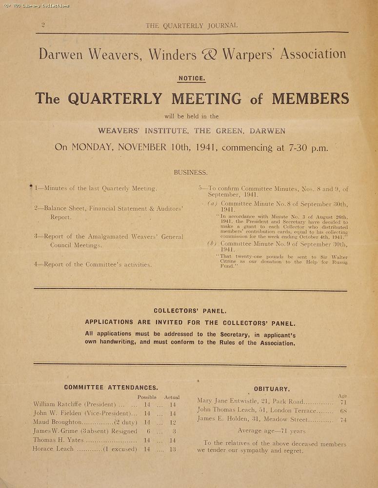 Darwen Weavers, Winders and Warpers