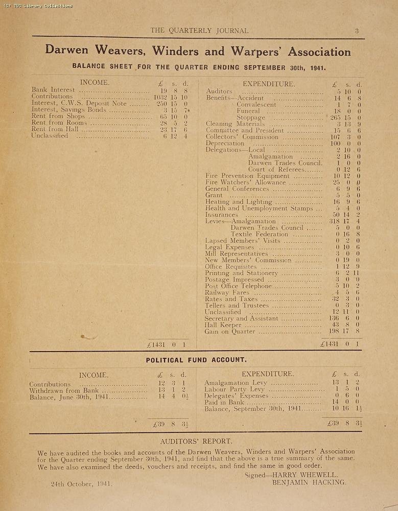 Darwen Weavers, Winders and Warpers