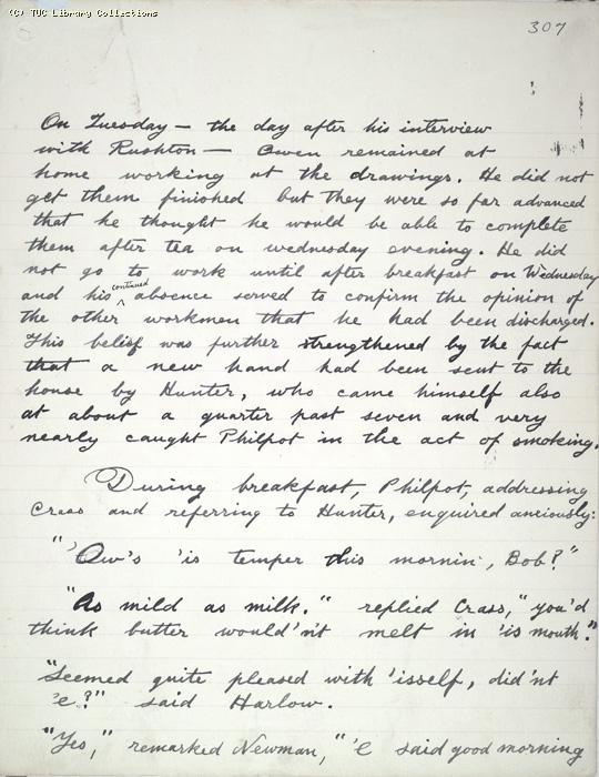 The Ragged Trousered Philanthropists - Manuscript, Page 307