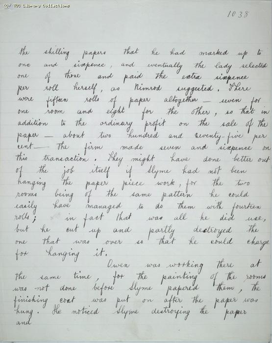 The Ragged Trousered Philanthropists - Manuscript, Page 1038