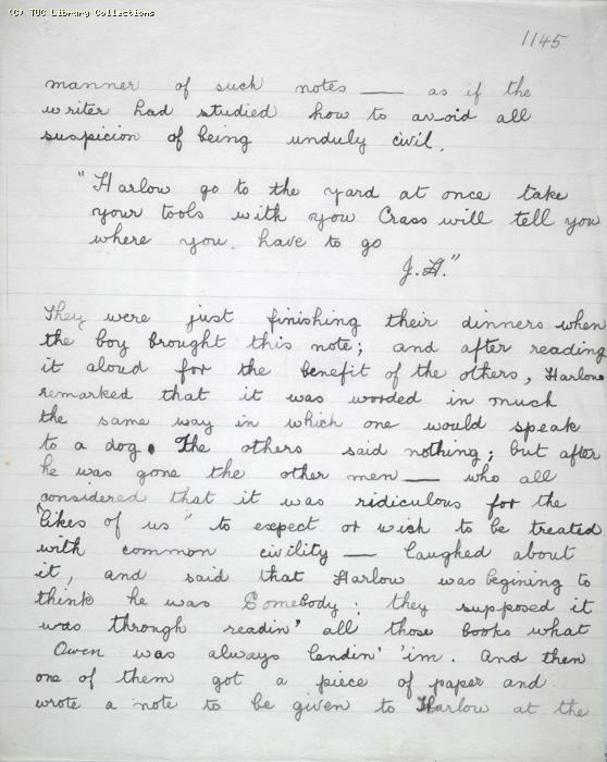 The Ragged Trousered Philanthropists - Manuscript, Page 1145