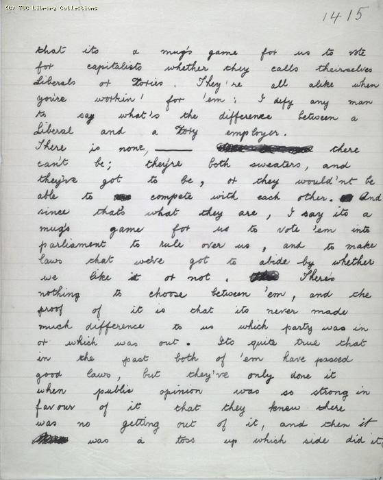 The Ragged Trousered Philanthropists - Manuscript, Page 1415
