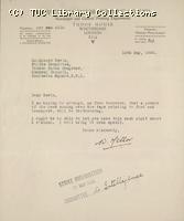 Letter from W. Mellor to Ernest Benin, 10 May 1926, re: news on food and transport