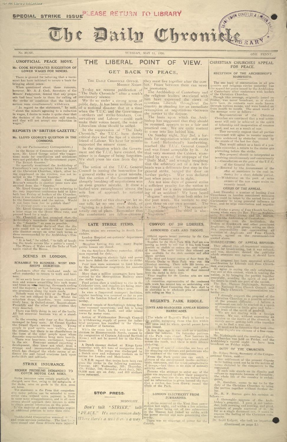 The Daily Chronicle, 11 May 1926