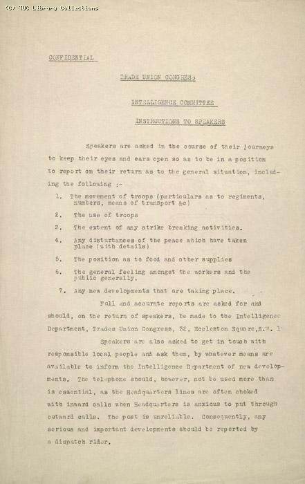 Intelligence Committee, Instructions to Speakers