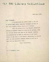 Letter from Greenword to W.W. Thompson Solicitor, 10 May 1926, re: defence of Noah Ablett