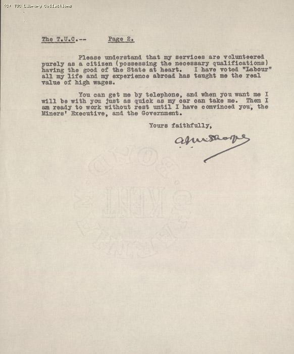 Letter - Sharpe, 10 May 1926