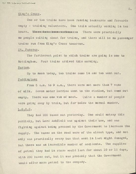 Report - from Mr. Greenwood regarding transport arrangements, 8 May 1926