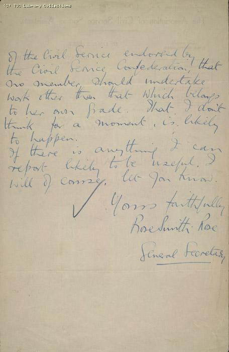Letter - The Association of Civil Service Sorting Assistants, 6 May 1926