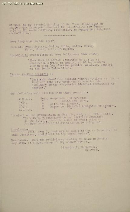 Minutes - No.10 Joint Industrial Council for Electricity for London, 9 May 1926