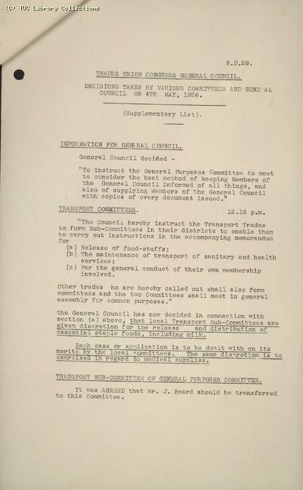M.D. 25 & 29 , Decisions 1-4 May 1926