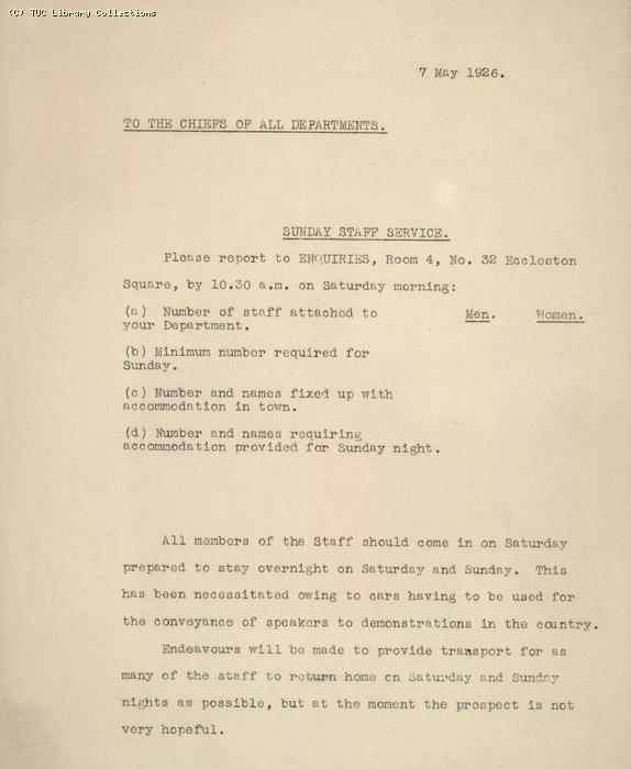 Sunday Staff Service 7/5/1926
