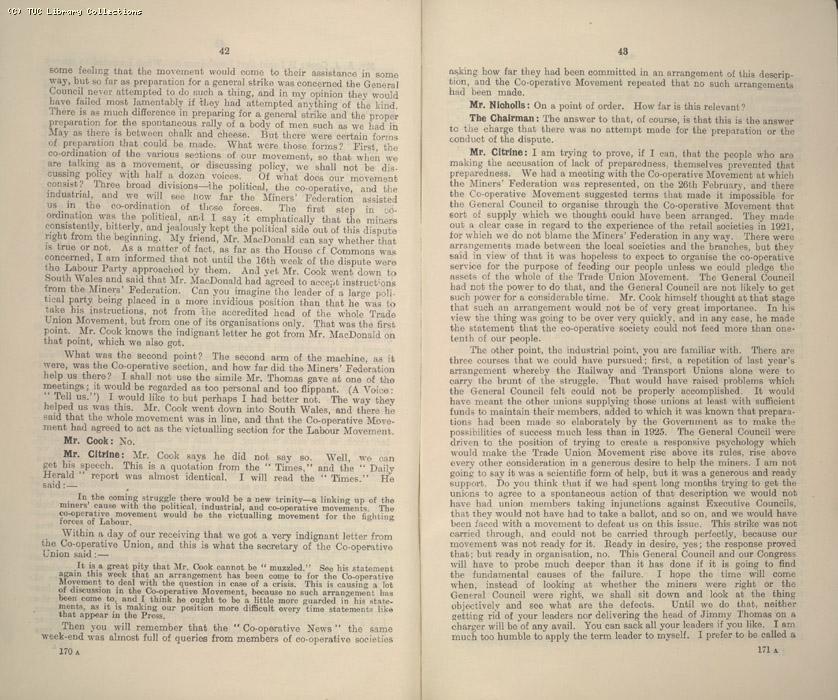 National Strike, conference 20 January 1927