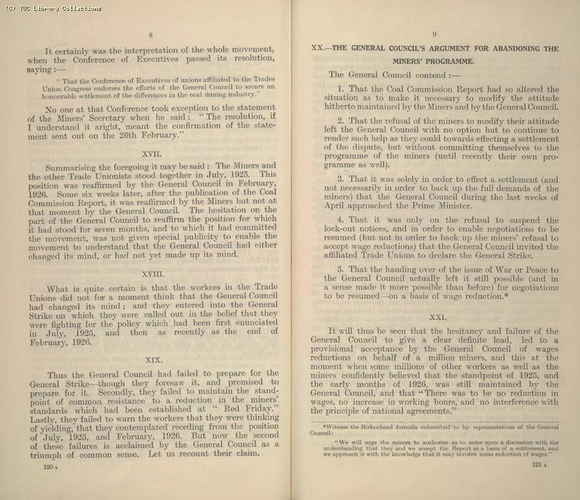 Statement - Miners Federation of Great Britain, Jan 1927