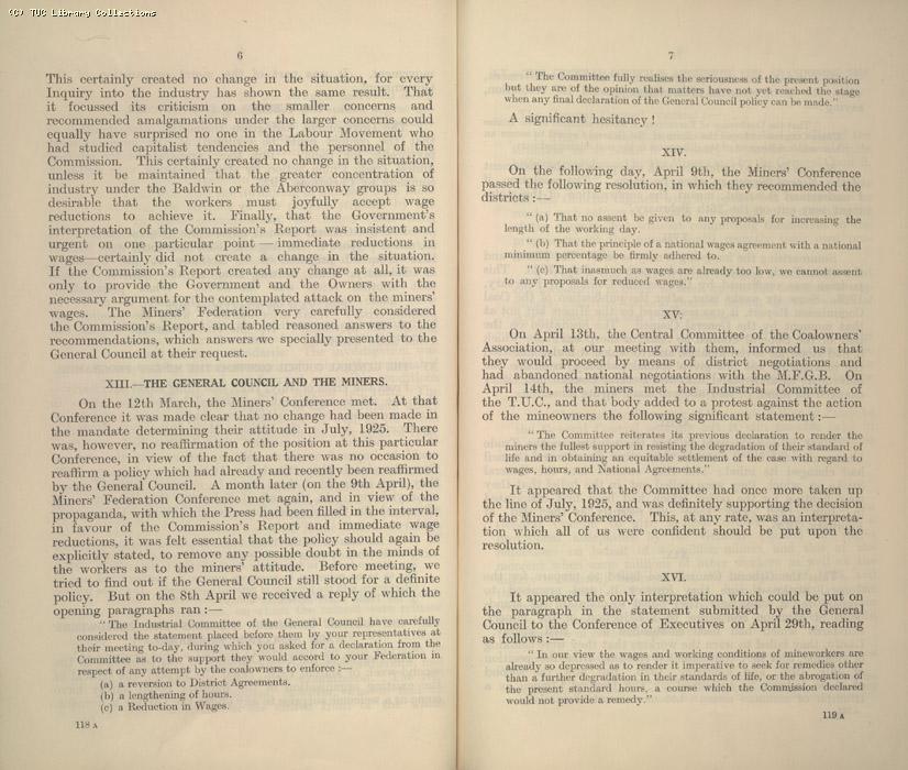 Statement - Miners Federation of Great Britain, Jan 1927