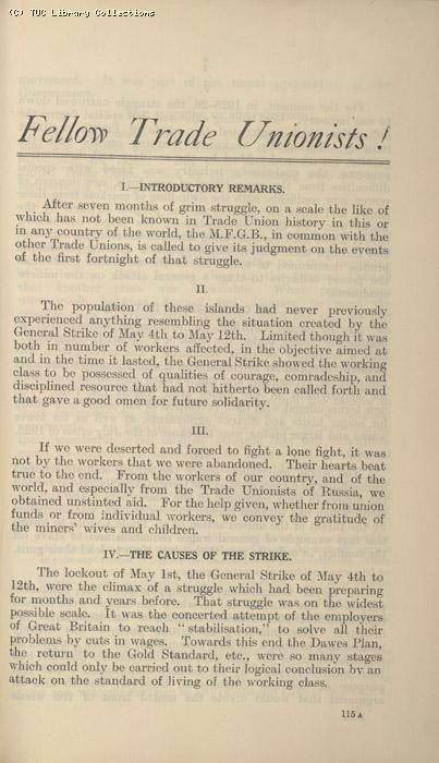Statement - Miners Federation of Great Britain, Jan 1927