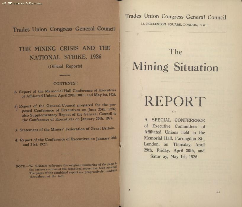 Mining Crisis and National Strike, 1925-1926 - The Mining Situation, special conference 29 April - 1 May 1926
