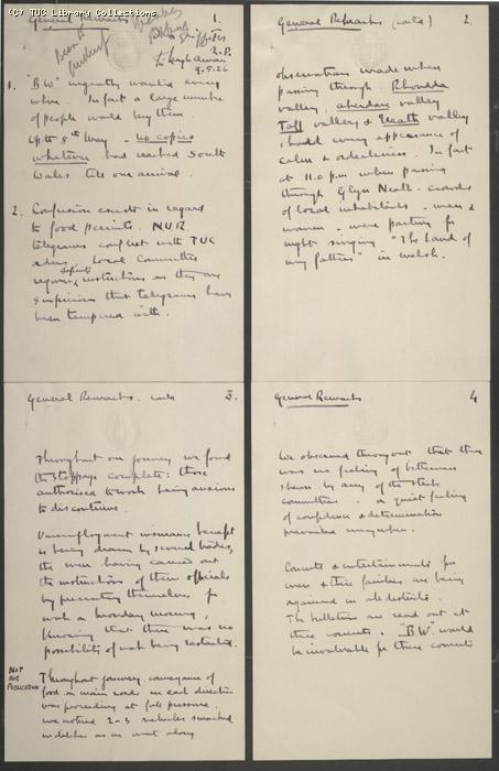Report - Tom Griffiths 9 May 1926