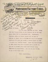 Letter - Yorkshire Factory Times, 5 May 1926