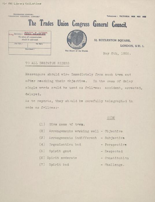 Memo - Code  6 May 1926