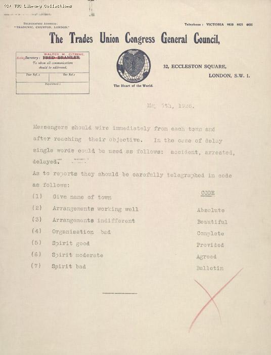 Memo - Code  6 May 1926