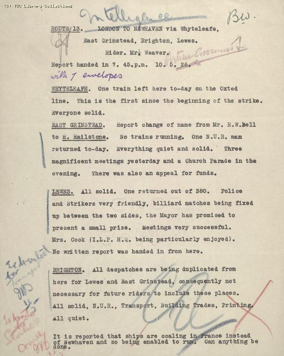 Route Report - 133 10 May 1926