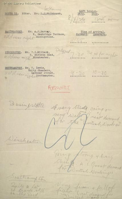 Route Report - 111 8 May 1926